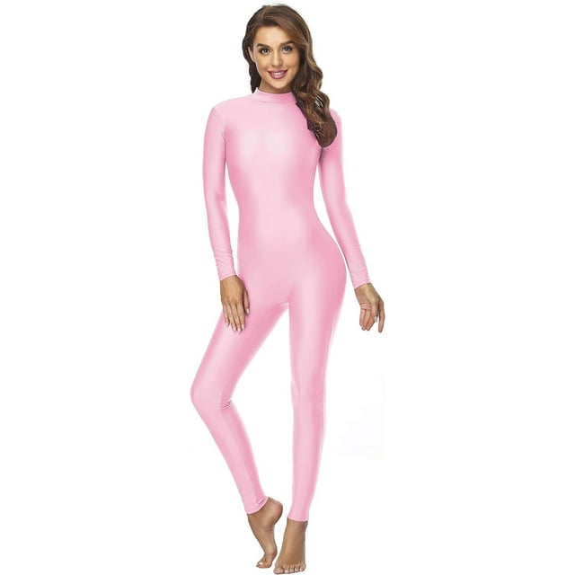 Adult High Neck Zip Unitard Full Body Leotard Bodycon Jumpsuit for