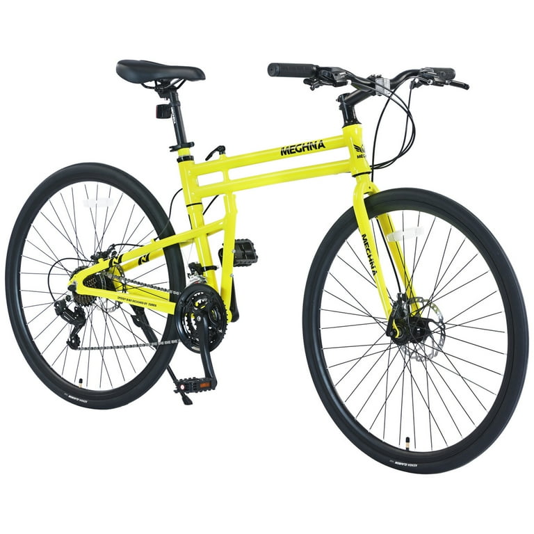 Adult Hybrid Bike for Men and Women 700c Wheels 21 Speeds Barron Comfort Road Bike Disc Brake Step Through or Step Over Frame Yellow Walmart