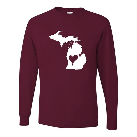 Adult I Love Michigan I Heart Michigan Long Sleeve T-Shirt