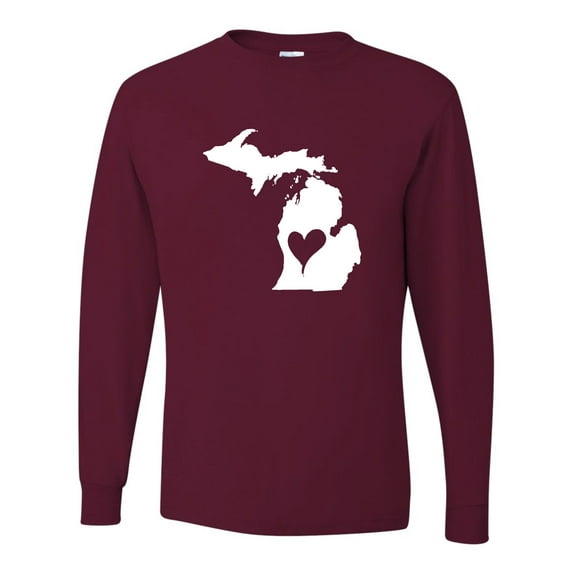 Adult I Love Michigan I Heart Michigan Long Sleeve T-Shirt
