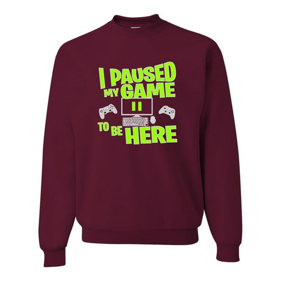 Adult I Paused My Game To Be Here Funny Gaming Sweatshirt Crewneck