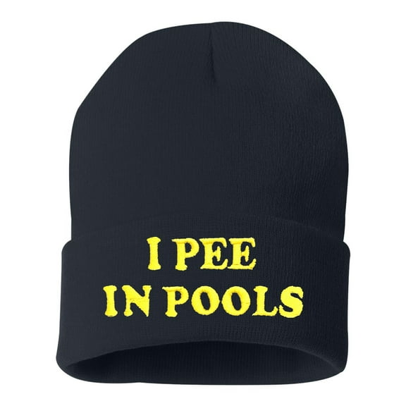 Adult I Pee In Pools Embroidered Cuffed Knit Beanie Cap
