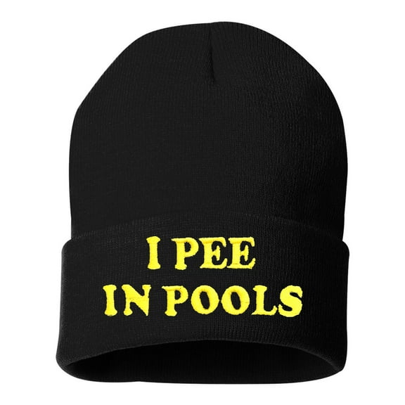 Adult I Pee In Pools Embroidered Cuffed Knit Beanie Cap