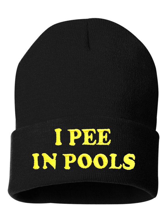 Adult I Pee In Pools Embroidered Cuffed Knit Beanie Cap