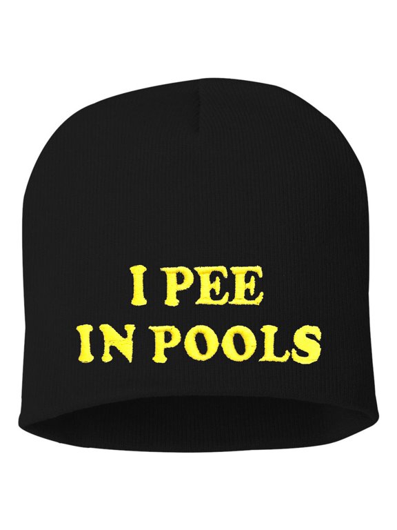 Adult I Pee In Pools Embroidered Knit Beanie Cap