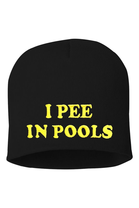 Adult I Pee In Pools Embroidered Knit Beanie Cap