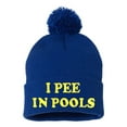 thumbnail image 1 of Adult I Pee In Pools Embroidered Knit Beanie Pom Cap, 1 of 1