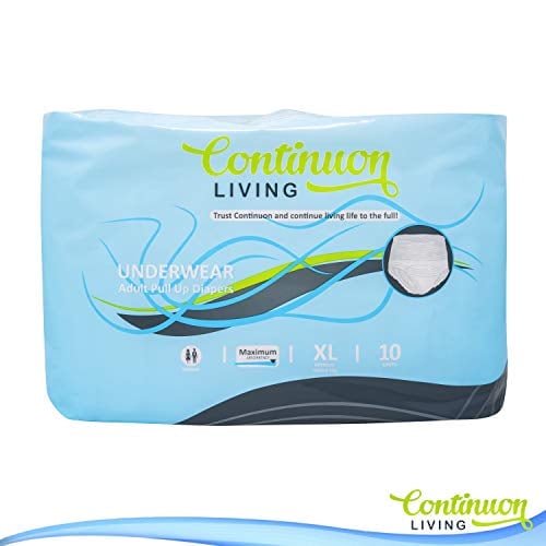 Adult Incontinence Underwear - Maximum Absorbency Disposable Pull Up Diapers for Women & Men, 10 Count, Medium