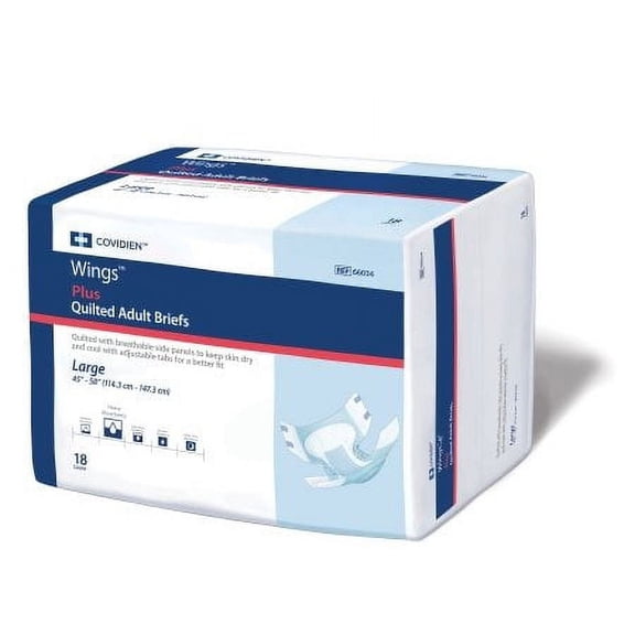 Adult Incontinent Brief Wings Tab Closure Large Disposable Heavy Absorbency BG/18 4 Pack