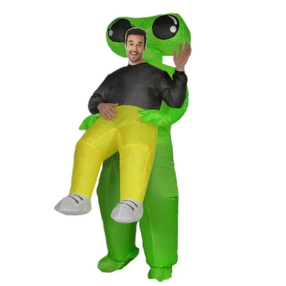 Adult Inflatable Alien Carrying Human Costume, One Size Fits 4.9–6.2Ft with Fan