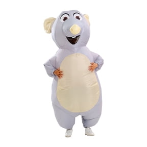 QNRMS Inflatable Rat Costume Funny Halloween Blow Up Mouse Cosplay Adult Outfit with Fan