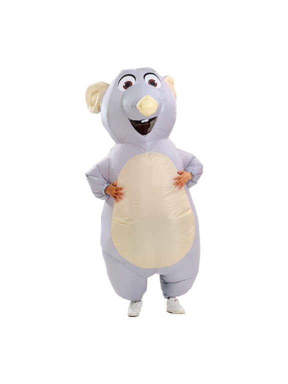 Inflatable Rat Costume Funny Halloween Blow Up Mouse Cosplay Adult Outfit with Fan