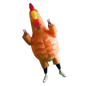 Adult Inflatable Chicken Costume, Funny Blow Up Chicken Suit for Halloween Party, Cosplay Outfit for Men Women