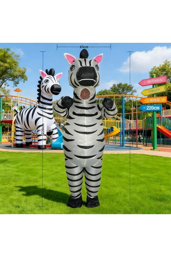 Adult Inflatable Costume Zebra Inflatable Suit Halloween Christmas Carnival Theme Party Inflatable Standing Zebra Full Body Suit,Height 59"74.8",Zebra