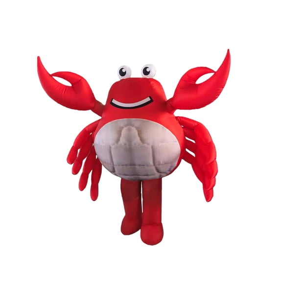 Adult Inflatable Crab Costume, Red Polyester Full Body Mascot Outfit, Unisex Carnival Animal Theme Costume