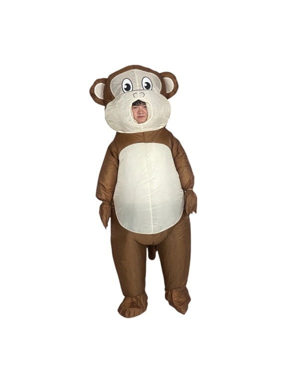 Adult Inflatable Holiday Costume Monkey One-piece Party Inflatable Dress Up Halloween Christmas Funny Suit Cosplay Party Costume,Height 59"74.8",Monkey