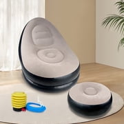 Jiasling Adult Inflatable Lounge Chair Blow Up Couch with Foot Stool Pump Included, Brown