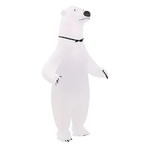 Adult Inflatable Polar Bear Costume (2 Styles: Dapper Red Vest/Minimalist Plain) - Arctic Animal Outfit For Parties, Halloween & Cosplay,Adults 4'11"-6'3",White