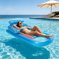 thumbnail image 1 of Adult Inflatable Pool Lounge Float Chair, Extra Thick Water Floating Mat with Headrest & Cup Holders, Relaxing Float for Swimming Pool Lake Beach - 68.9" x 29.5"(Blue), 1 of 5