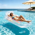 thumbnail image 1 of Adult Inflatable Pool Lounge Float Chair, Extra Thick Water Floating Mat with Headrest & Cup Holders, Relaxing Float for Swimming Pool Lake Beach - 68.9" x 29.5"(Clear), 1 of 5