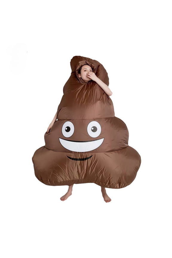 Adult Inflatable Poop Emoji Costume - Funny Halloween/Party Blow-Up Outfit (One Size Fits Most)