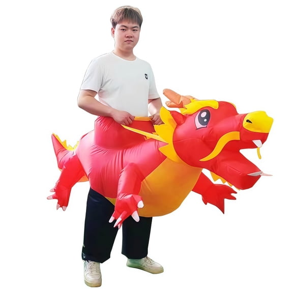 Adult Inflatable Ride-On Chinese Red Dragon Costume - Lunar New Year & Festival Theme Party Outfit (Fits 59"74.8" / 150-190cm),Height 59"74.8",dragon