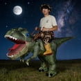 thumbnail image 1 of Adult Inflatable Ride-On T-Rex Costume (Realistic Green Skin With Reins) - Prehistoric/Adventure Theme Party Outfit,Height 59"–74.8",dinosaur, 1 of 7