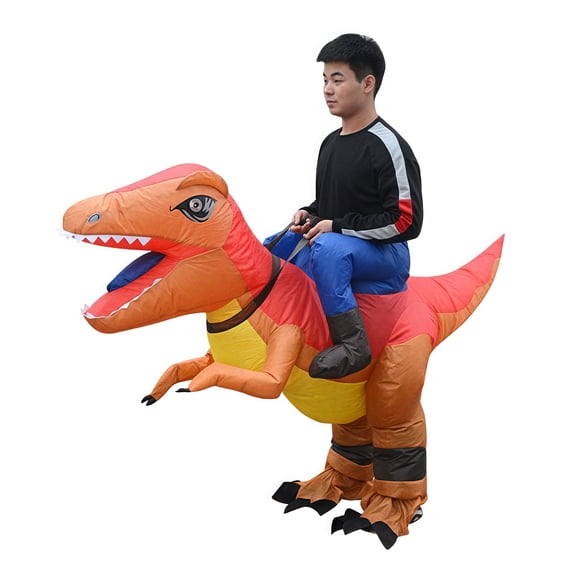 Adult Inflatable Ride-On T-Rex Costumes - Dinosaur Prehistoric Theme Party Outfits (Fits 59"–74.8" / 150-190cm),Height 59"–74.8",Orange