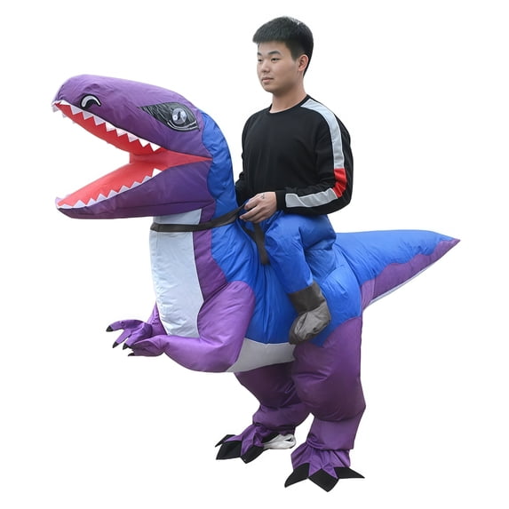Adult Inflatable Ride-On T-Rex Costumes - Dinosaur Prehistoric Theme Party Outfits (Fits 59"–74.8" / 150-190cm),Height 59"–74.8",Purple