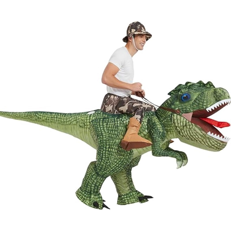Adult Inflatable Ride-On T-Rex Dinosaur Costume (Jungle Explorer Style ...