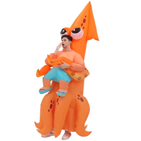 Adult Inflatable Squid Costume, Funny Blow Up Giant Squid Costume for Halloween Party, Cosplay Outfit