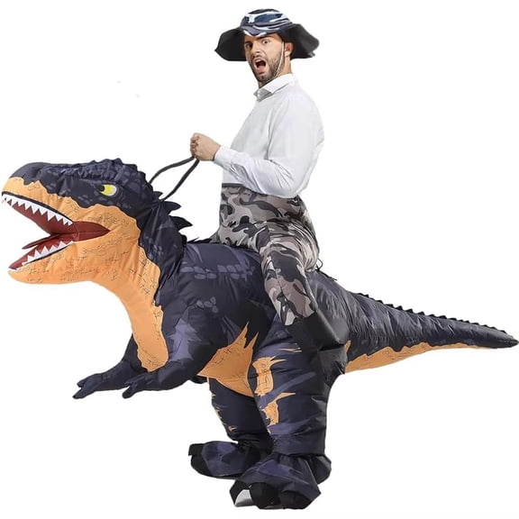 Adult Inflatable T Rex Costume, Funny Ride On Dinosaur Blow Up Outfit for Halloween Party and Cosplay
