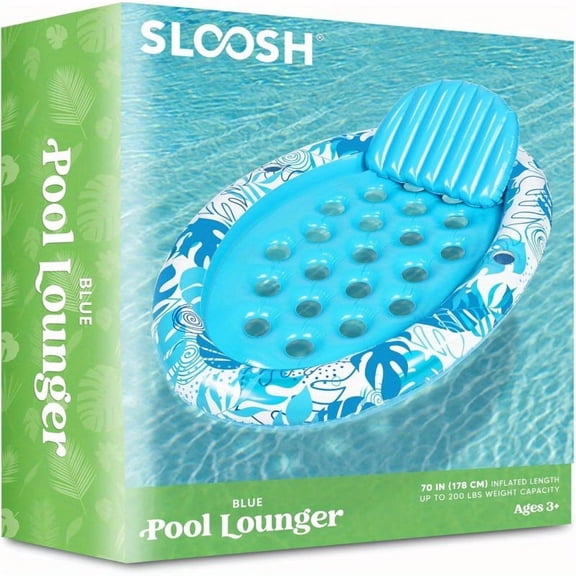 Adult Inflatable Tanning Pool Float - Oval Lounger with Backrest & Cup Holders | Perfect for Sunbathing, Beach, Lake & Pool Parties