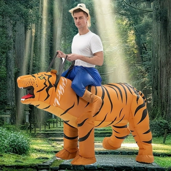 Adult Inflatable Tiger Costume Jungle King Party Stage Performance Costume, Suitable for Halloween, Christmas and Other Holidays