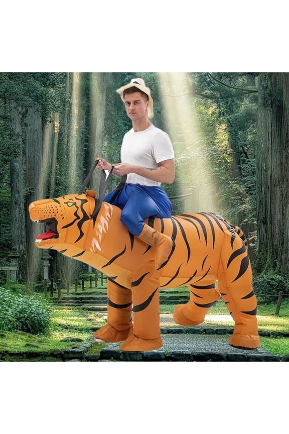 Adult Inflatable Tiger Costume Jungle King Party Stage Performance Costume, Suitable for Halloween, Christmas and Other Holidays