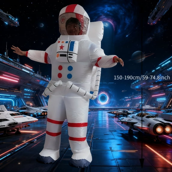 Adult Inflatable White Space Suit Perfect For Halloween Cosplay And Stage Performance Space Suit Design Astronaut Dress Up,Height 59"–74.8",Astronaut