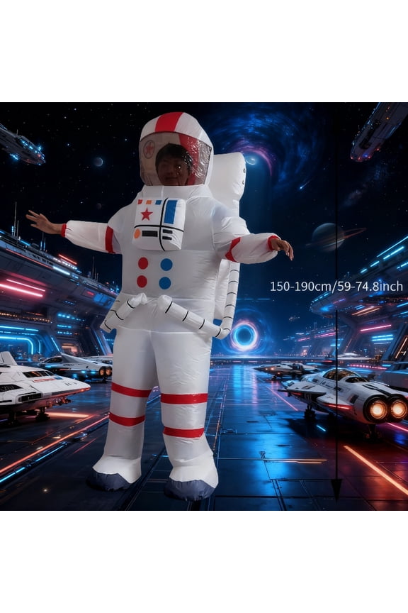 Adult Inflatable White Space Suit Perfect For Halloween Cosplay And Stage Performance Space Suit Design Astronaut Dress Up,Height 59"74.8",Astronaut
