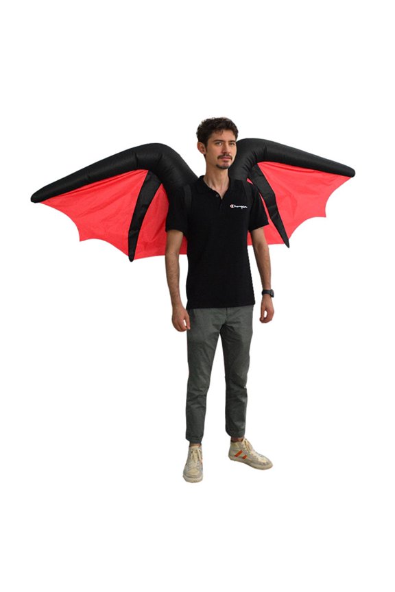 Adult Inflatable Wing Costume Set - 3 Styles (Devil, Rainbow Fairy, Butterfly) Blow-Up Wings For Halloween, Cosplay & Themed Parties, One Size Fits All,Height 4'11"-6'3",Devil