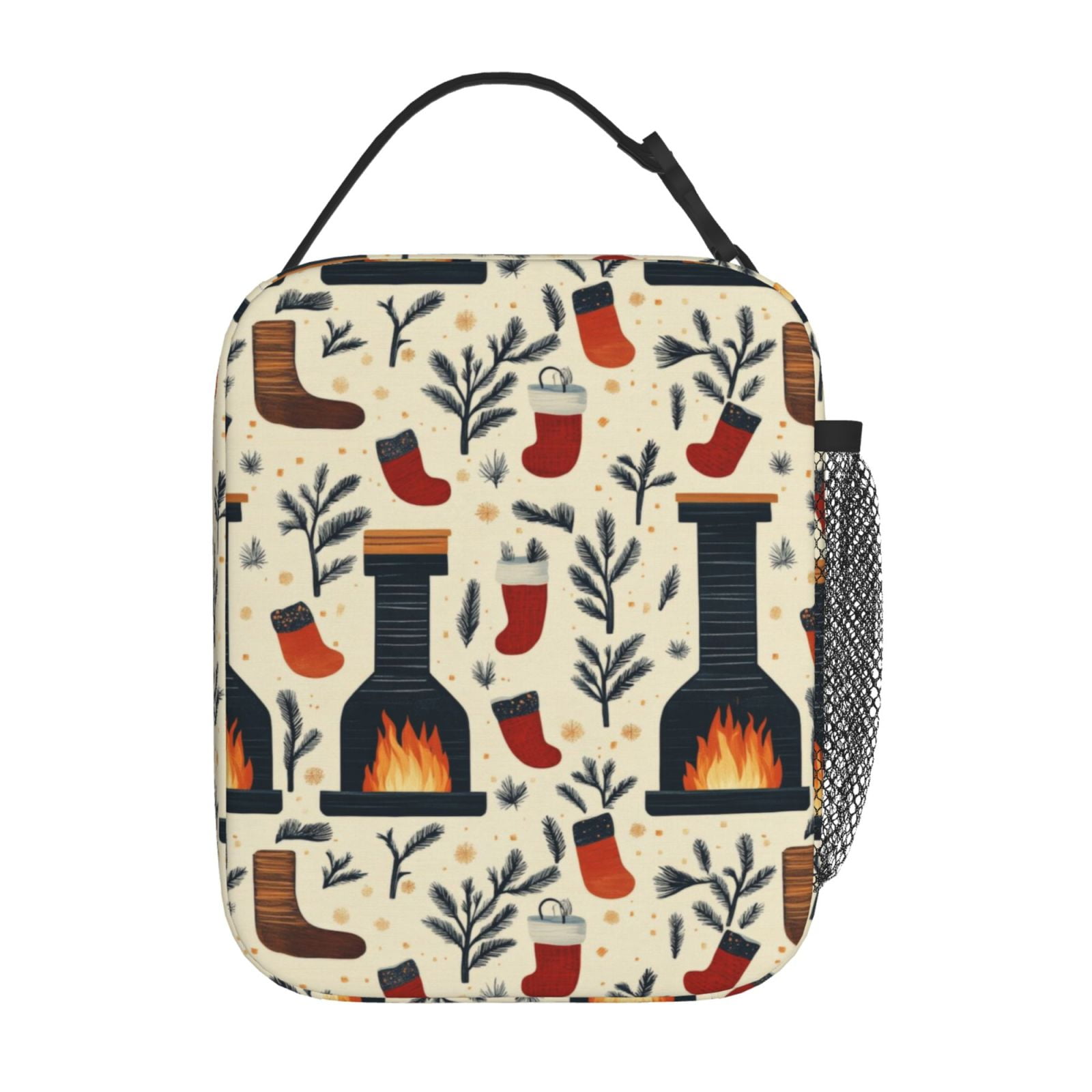 Insulated Lunch Bag 3D Fireplace Socks Fir Leakproof Waterproof Insulated Lunch Bag 3D Fireplace Socks Fir Leakproof Waterproof