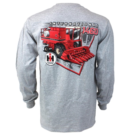 Adult International Harvester 1460 Combine Gray Longsleeve T-Shirt, EXC-394