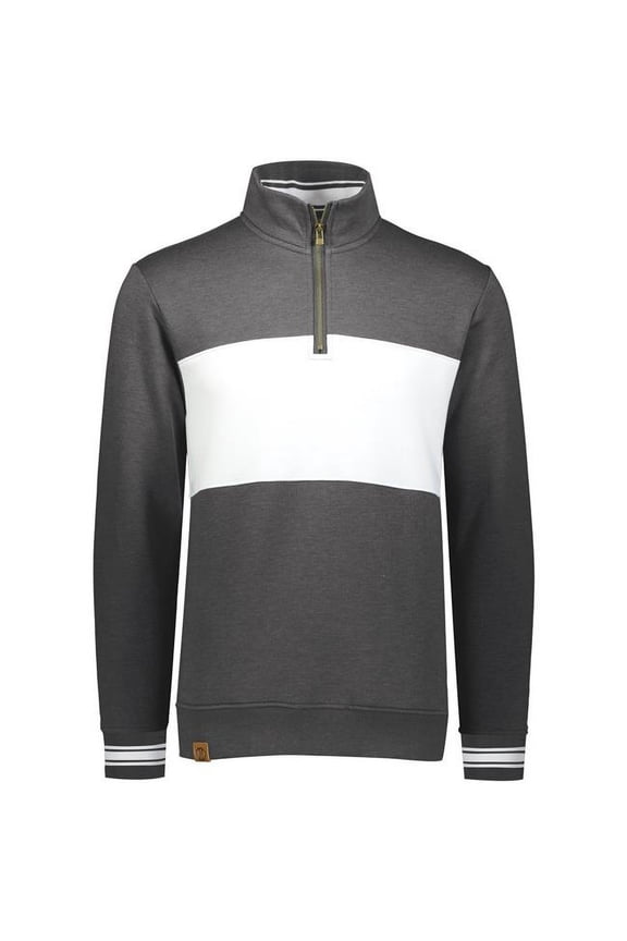 Adult Ivy League Pullover, Carbon Heather & White - Small