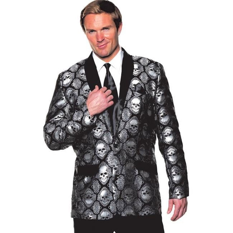 Adult Jacard Skull Jacket, Silver - Standard - Walmart.com