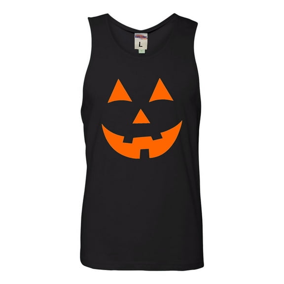 Adult Jack O Lantern Pumpkin Face Halloween Funny Sleeveless Tank Top Cotton T-Shirt