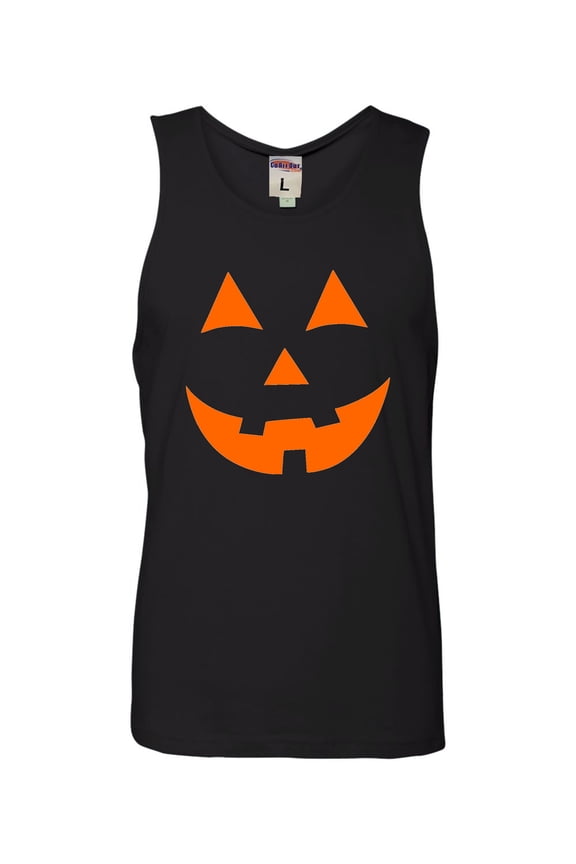Adult Jack O Lantern Pumpkin Face Halloween Funny Sleeveless Tank Top Cotton T-Shirt