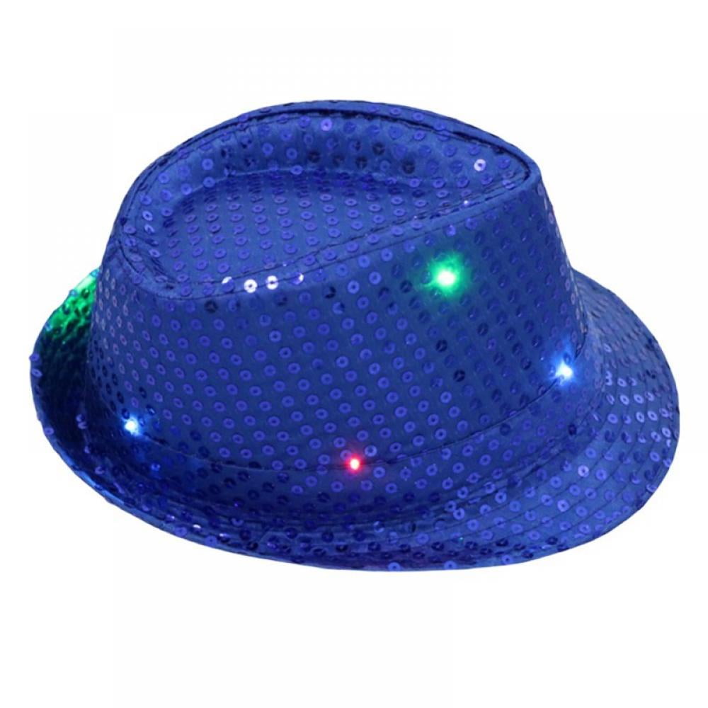 Adult Jazz Hat LED Glowing Jazz Hat Sequin Jazz Hat Stage