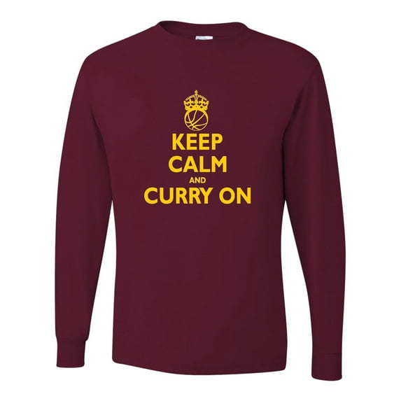 Adult Keep Calm And Curry On Long Sleeve T-Shirt