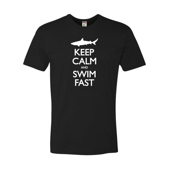 Adult Keep Calm And Swim Fast Funny Shark Lovers Deluxe T-Shirt
