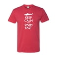 thumbnail image 1 of Adult Keep Calm And Swim Fast Funny Shark Lovers Deluxe T-Shirt, 1 of 1
