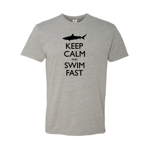 Adult Keep Calm And Swim Fast Funny Shark Lovers Deluxe T-Shirt