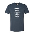 thumbnail image 1 of Adult Keep Calm And Swim Fast Funny Shark Lovers Deluxe T-Shirt, 1 of 1